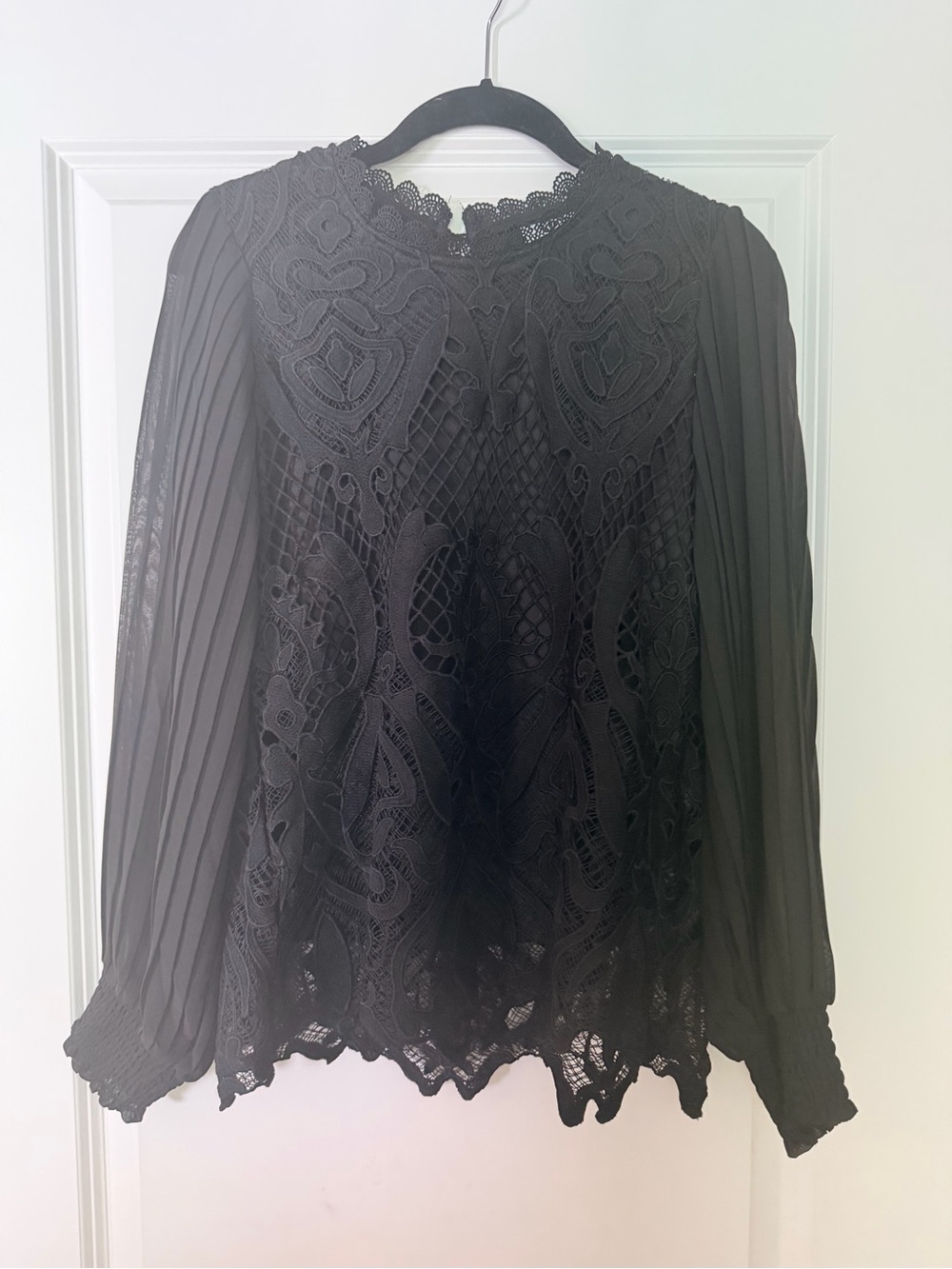 Bailey 44 Black Lace Crochet Peasant Blouse